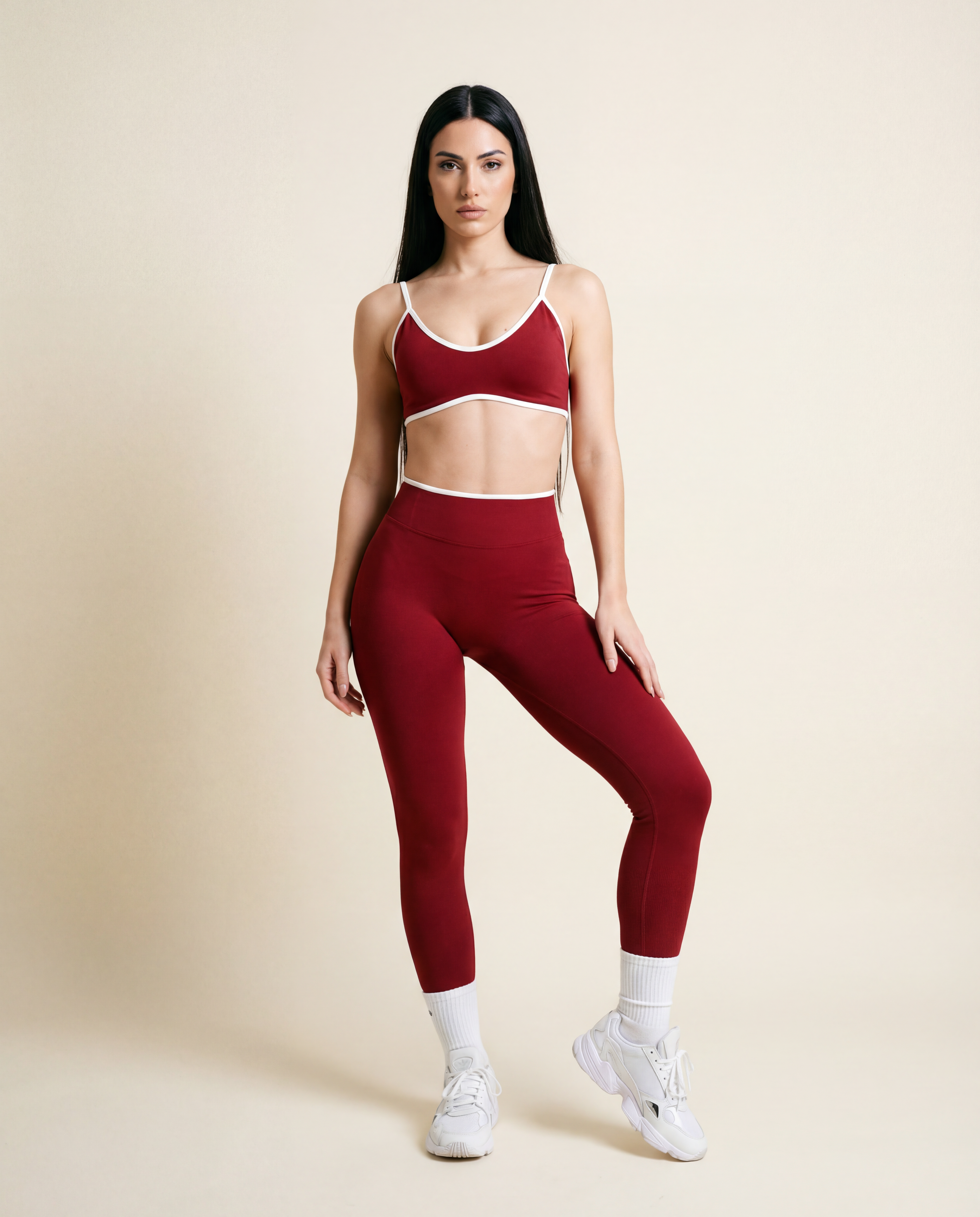 AYRAWER Dynamic Set Red in Bordeaux color, featuring stylish clothing pieces displayed together in the image.
