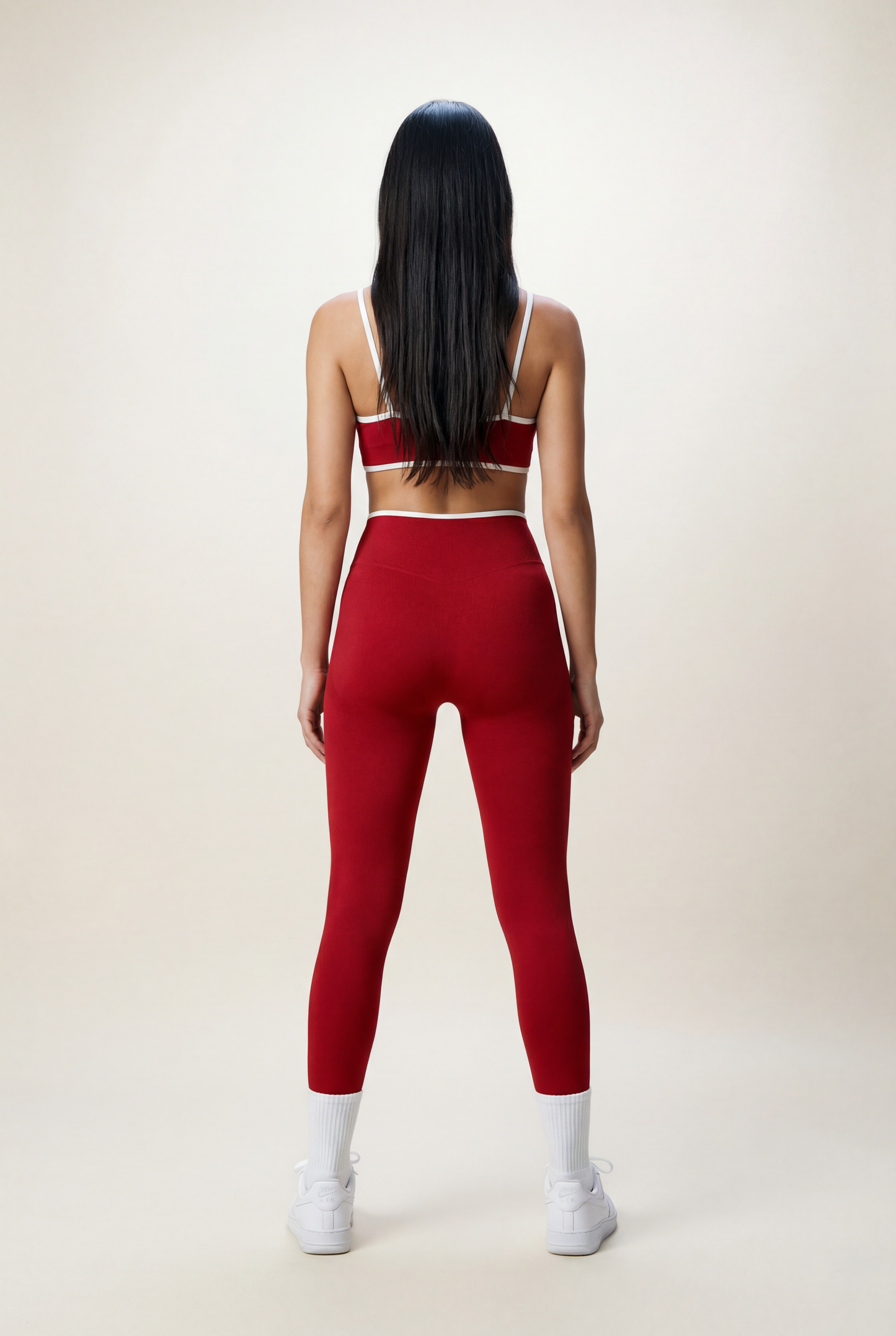 Ayrawer Dynamic Set Red, stylish clothing ensemble, featuring a vibrant red jacket and matching accessories, on a white background.