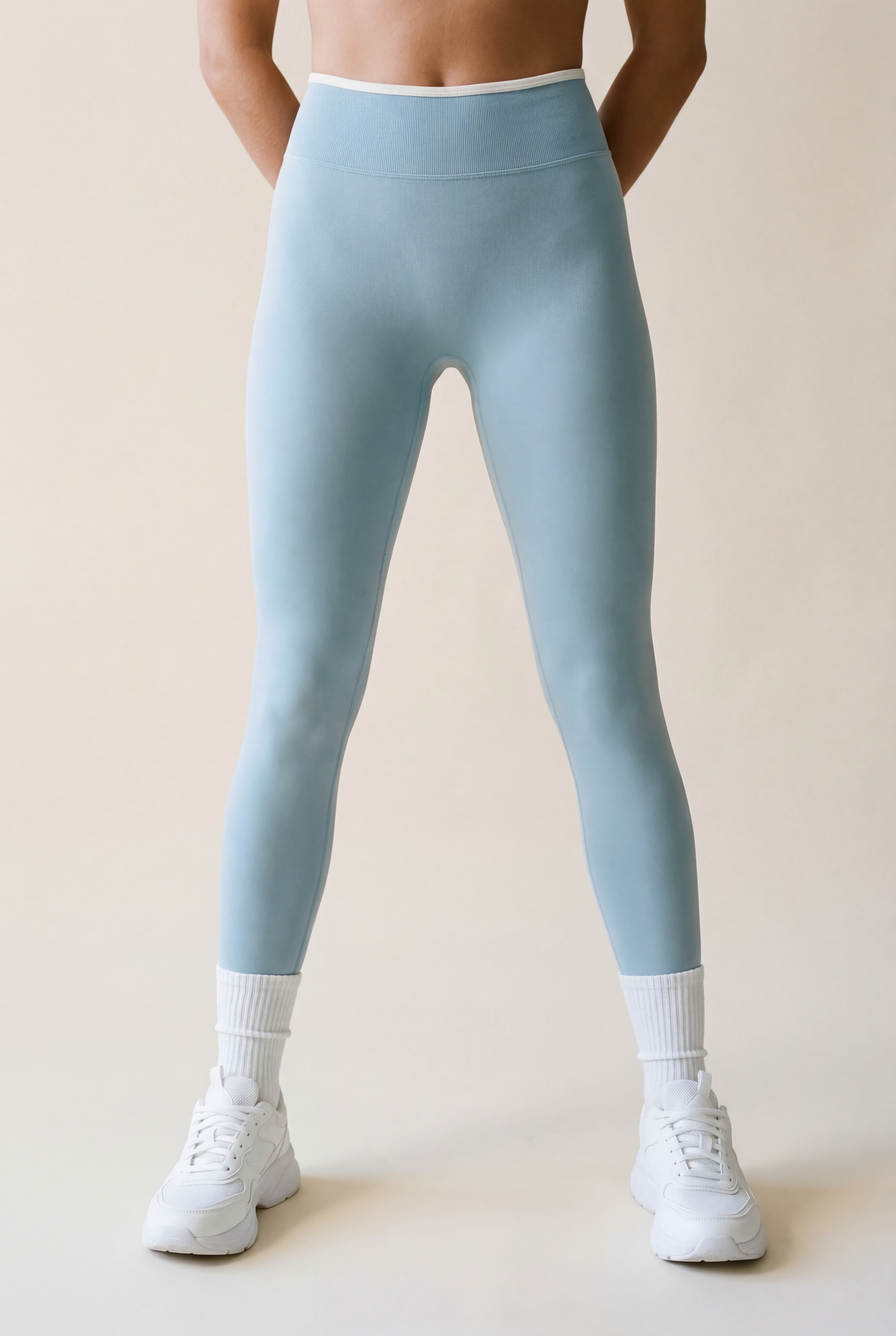 AYRAWER Dynamic Set Sky front view featuring vibrant blue and white fabric with detailed stitching and modern design.